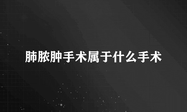 肺脓肿手术属于什么手术
