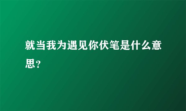 就当我为遇见你伏笔是什么意思?