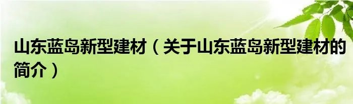 山东蓝岛新型建材（关于山东蓝岛新型建材的简介）