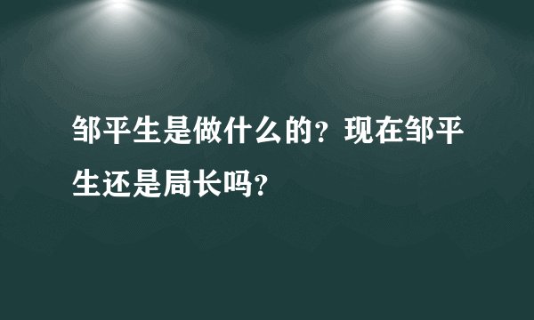 邹平生是做什么的？现在邹平生还是局长吗？