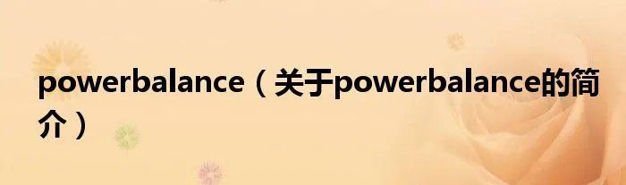 powerbalance（关于powerbalance的简介）