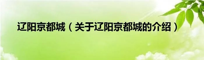 辽阳京都城（关于辽阳京都城的介绍）