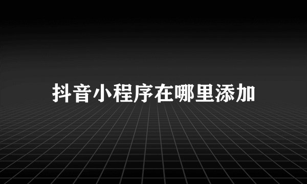 抖音小程序在哪里添加