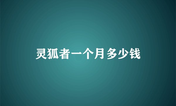 灵狐者一个月多少钱