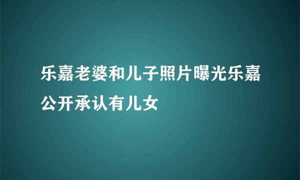 乐嘉老婆和儿子照片曝光乐嘉公开承认有儿女