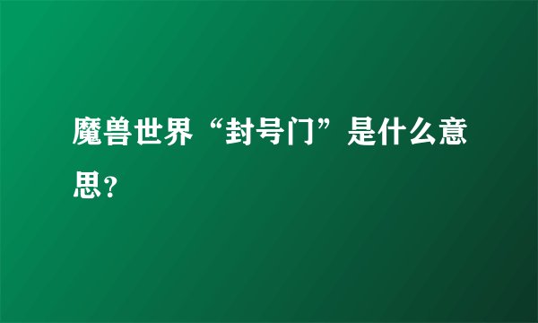 魔兽世界“封号门”是什么意思？