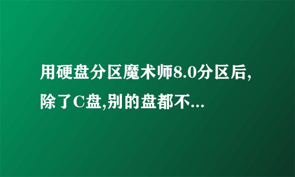 用硬盘分区魔术师8.0分区后,除了C盘,别的盘都不见了怎么处理!