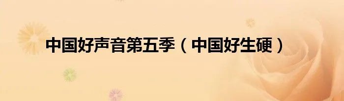 中国好声音第五季（中国好生硬）