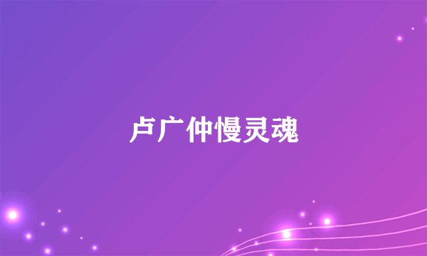 卢广仲慢灵魂
