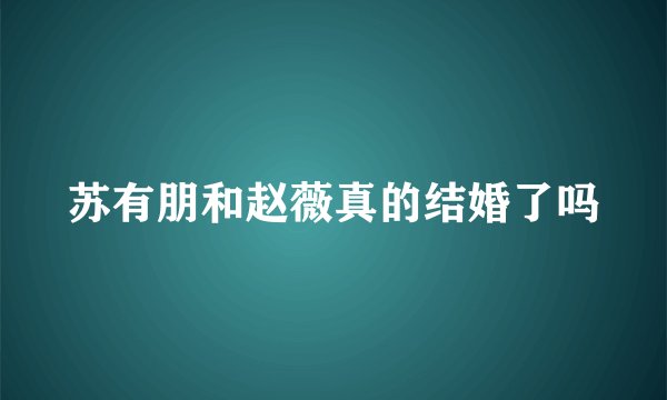 苏有朋和赵薇真的结婚了吗