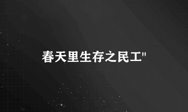 春天里生存之民工