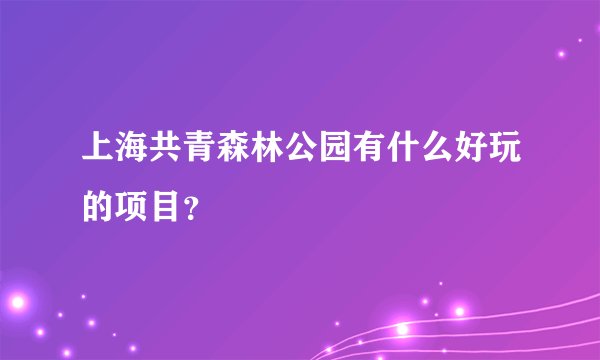 上海共青森林公园有什么好玩的项目？