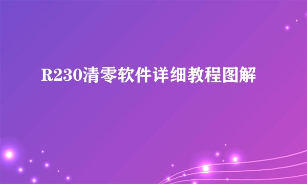 R230清零软件详细教程图解
