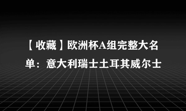 【收藏】欧洲杯A组完整大名单:意大利瑞士土耳其威尔士