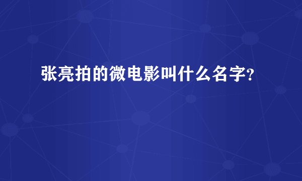 张亮拍的微电影叫什么名字？