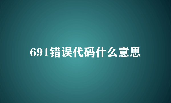 691错误代码什么意思