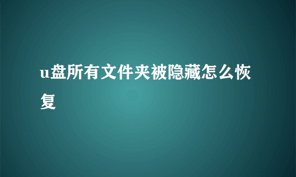 u盘所有文件夹被隐藏怎么恢复