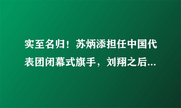 实至名归!苏炳添担任中国代表团闭幕式旗手,刘翔之后田径第2人