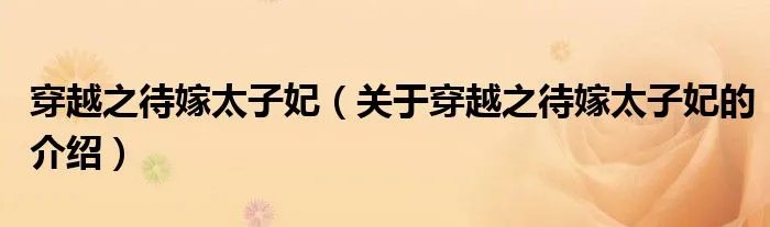 穿越之待嫁太子妃（关于穿越之待嫁太子妃的介绍）