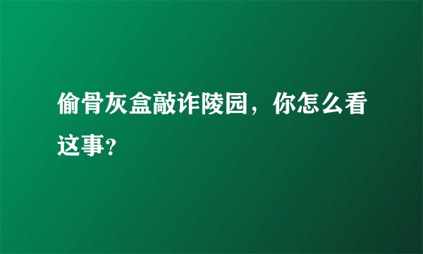 偷骨灰盒敲诈陵园，你怎么看这事？