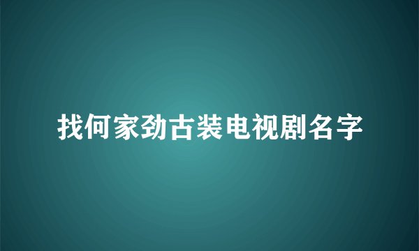找何家劲古装电视剧名字