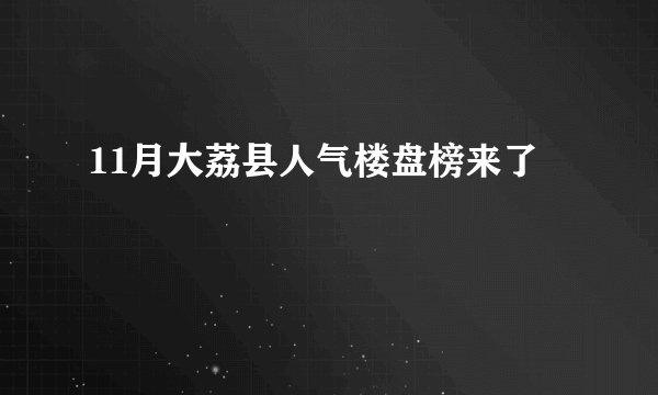 11月大荔县人气楼盘榜来了