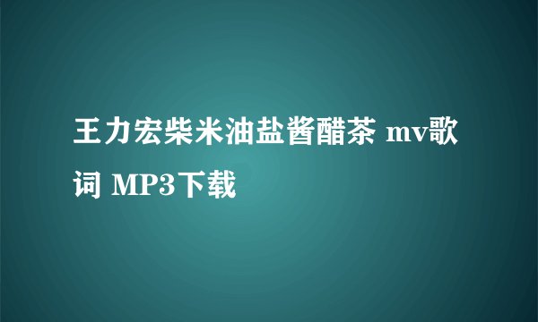 王力宏柴米油盐酱醋茶 mv歌词 MP3下载
