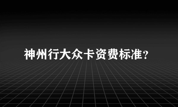 神州行大众卡资费标准？