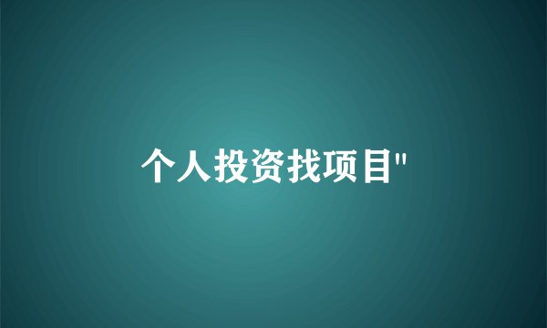 个人投资找项目