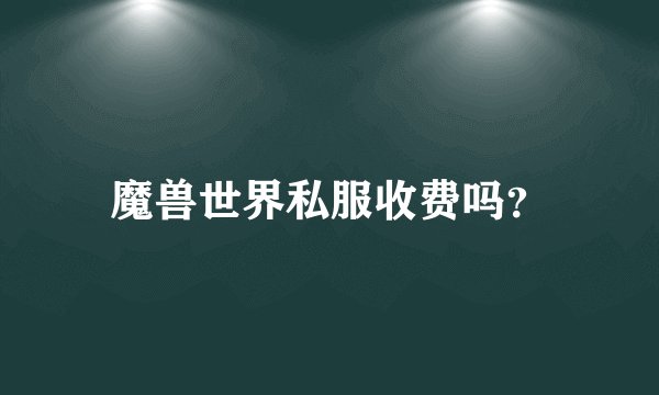 魔兽世界私服收费吗？