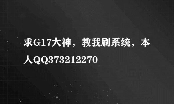 求G17大神,教我刷系统,本人QQ373212270