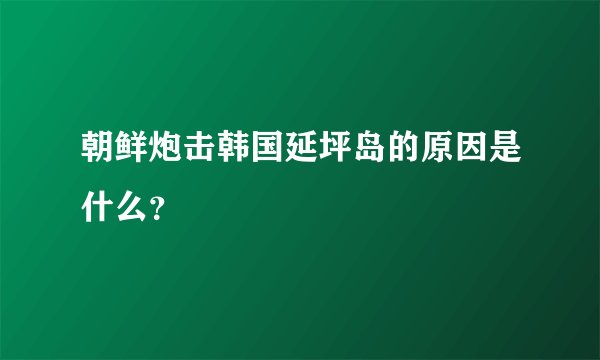 朝鲜炮击韩国延坪岛的原因是什么？