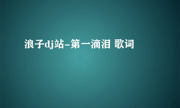浪子dj站-第一滴泪 歌词