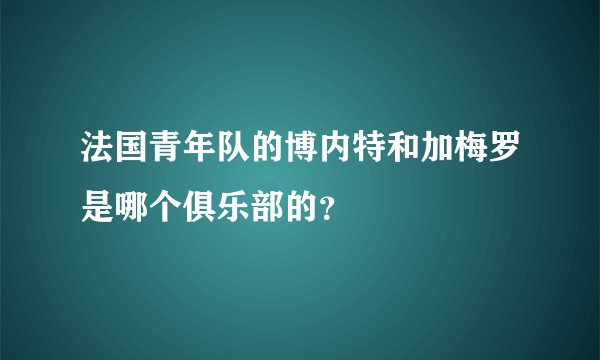 法国青年队的博内特和加梅罗是哪个俱乐部的?