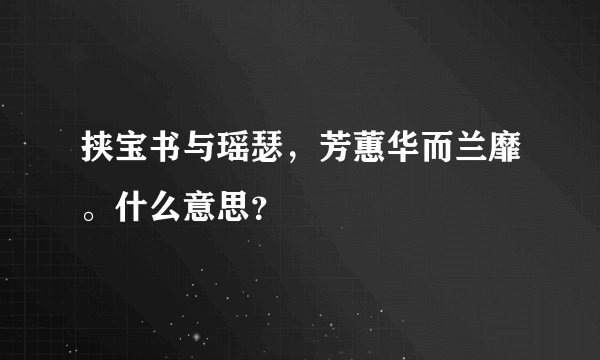 挟宝书与瑶瑟，芳蕙华而兰靡。什么意思？