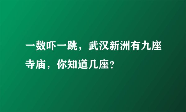 一数吓一跳，武汉新洲有九座寺庙，你知道几座？