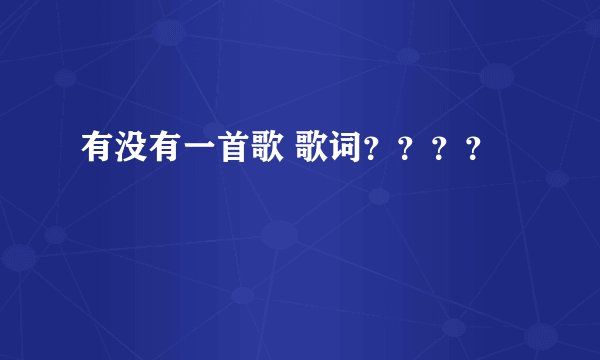 有没有一首歌 歌词？？？？