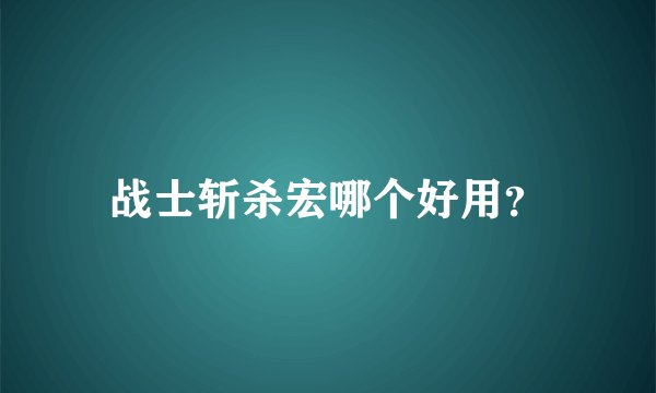 战士斩杀宏哪个好用？