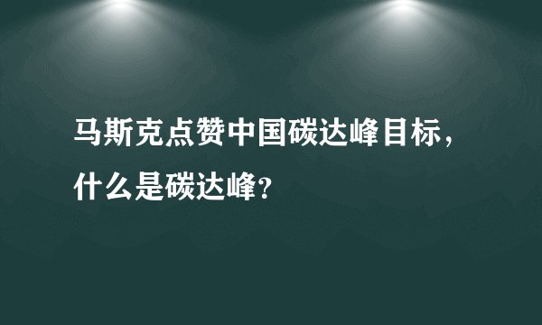 马斯克点赞中国碳达峰目标，什么是碳达峰？
