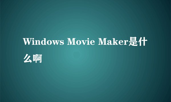 Windows Movie Maker是什么啊