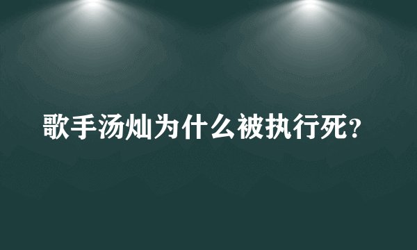 歌手汤灿为什么被执行死?