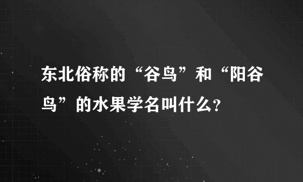 东北俗称的“谷鸟”和“阳谷鸟”的水果学名叫什么？