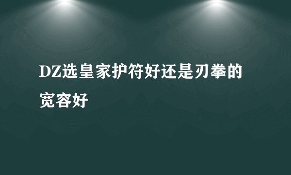 DZ选皇家护符好还是刃拳的宽容好