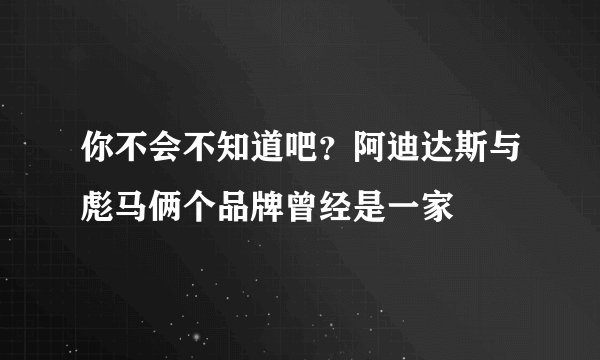 你不会不知道吧？阿迪达斯与彪马俩个品牌曾经是一家