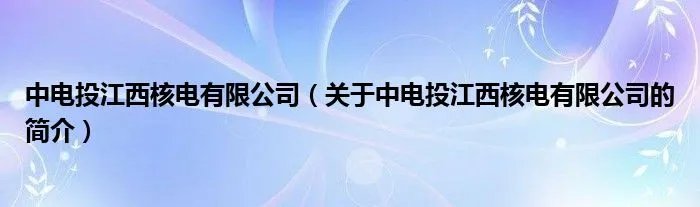 中电投江西核电有限公司（关于中电投江西核电有限公司的简介）