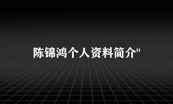 陈锦鸿个人资料简介
