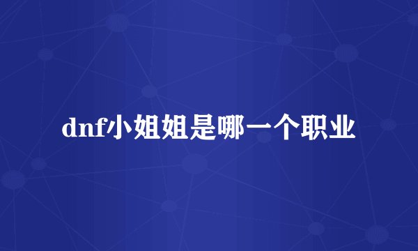 dnf小姐姐是哪一个职业
