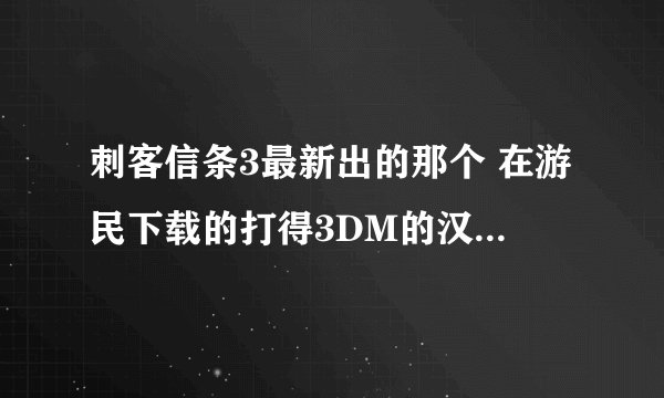 刺客信条3最新出的那个 在游民下载的打得3DM的汉化，进去之后不是出错弹出就是跳回桌面有时候还卡屏 求解