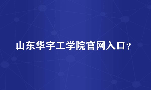 山东华宇工学院官网入口？