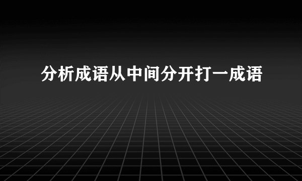 分析成语从中间分开打一成语